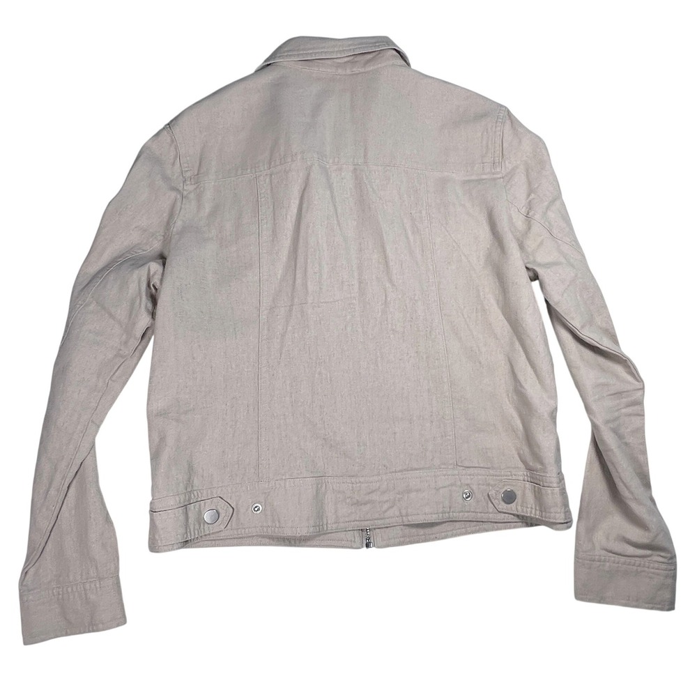 Rachel Zoe Jacket Women S Beige Linen Blend Zip Utility Lightweight Minimalist - Picture 4 of 10